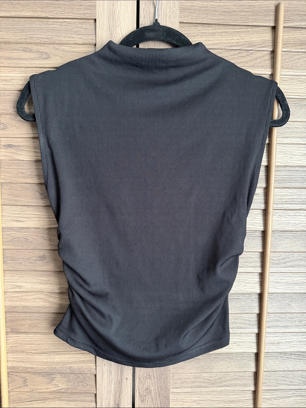 Cider Black Sleeveless Mock Neck Ribbed Tank